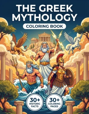 FRONT COVER - English greek mythology coloring book