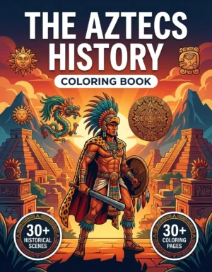 FRONT COVER - English aztecs hisotry coloring book