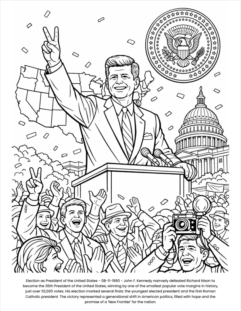 John F. Kennedy : the Coloring Book coloring page preview