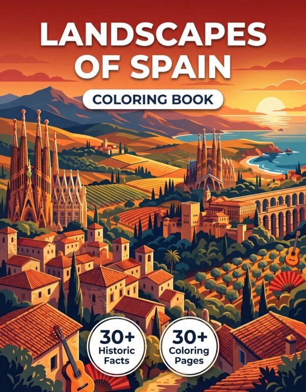 spain coloring book travel landscapes