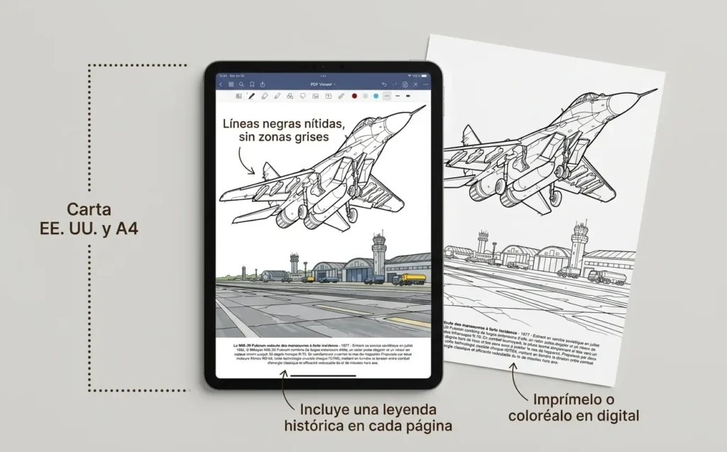 Aviones de Caza: el Libro de Colorear, PDF digital