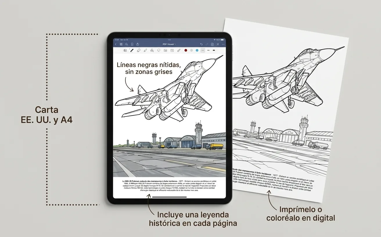 Aviones de Caza: el Libro de Colorear — PDF digital