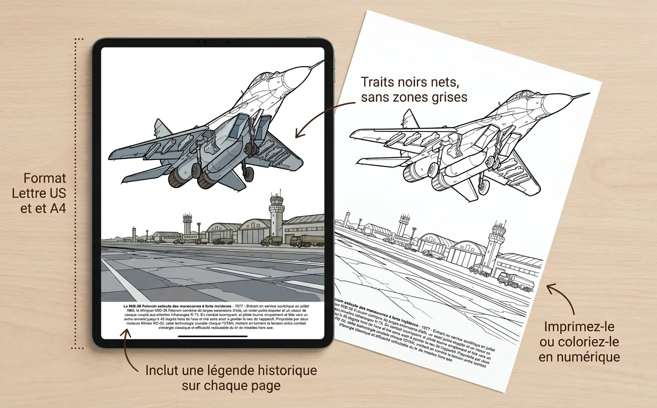 Avions de Chasse: le Livre de Coloriage — PDF numérique