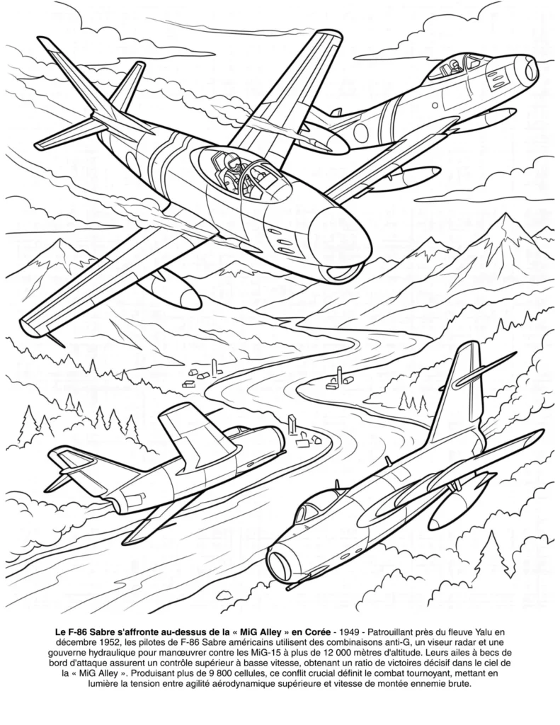 Avions de Chasse: le Livre de Coloriage coloring page preview