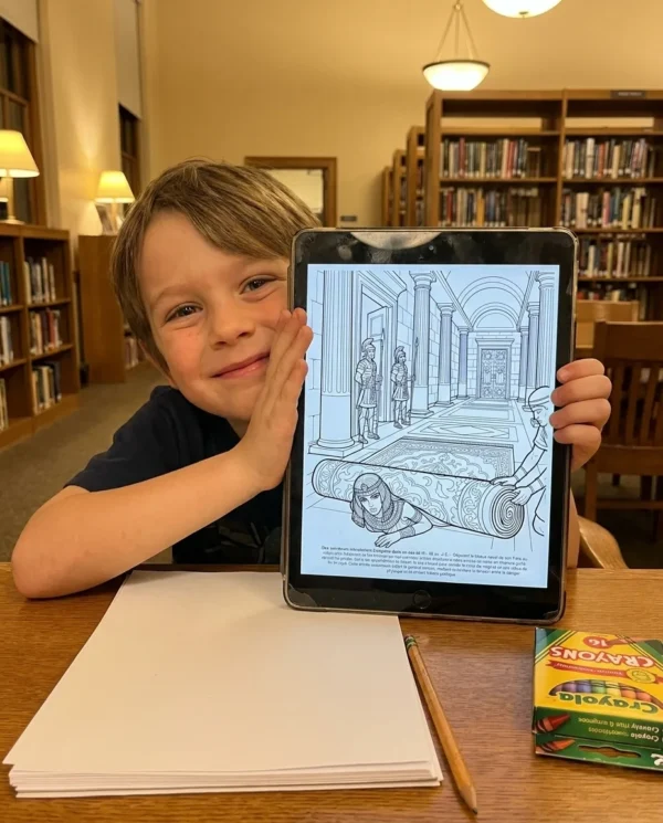 Cleopatra — person ipad (en) A person colouring the Cleopatra coloring book on an iPad