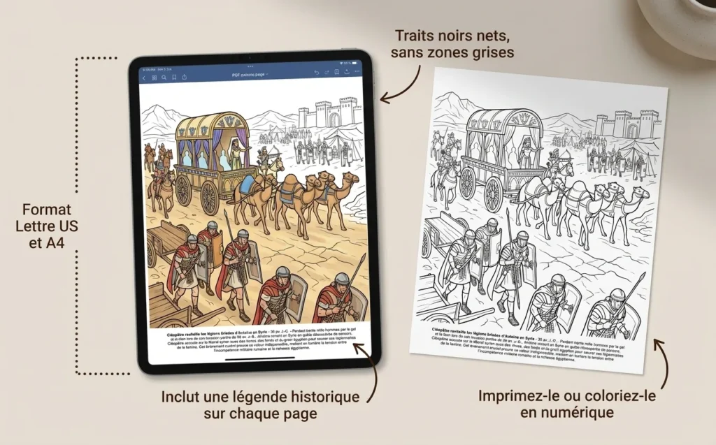 Cleopatre: le Livre de Coloriage, PDF numérique