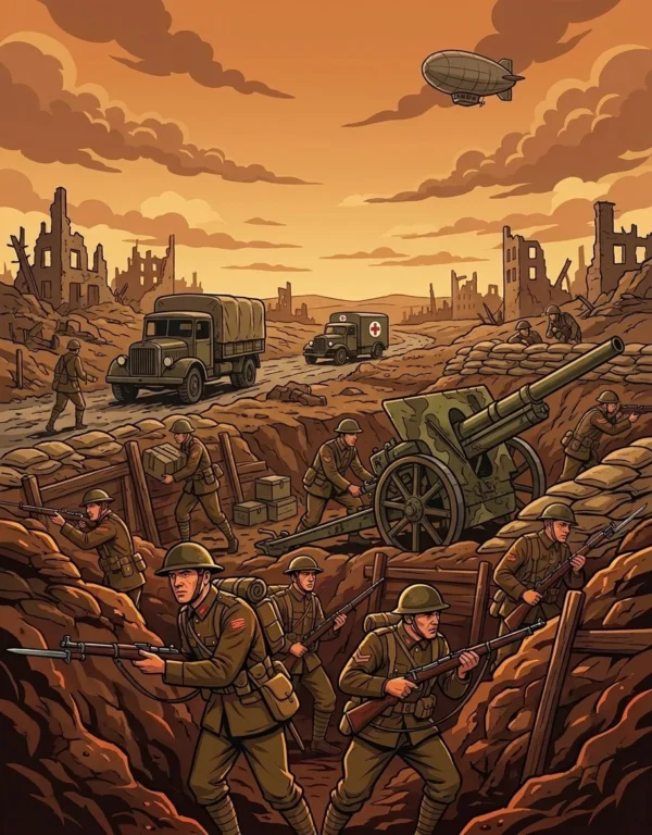 First World War coloring book back cover