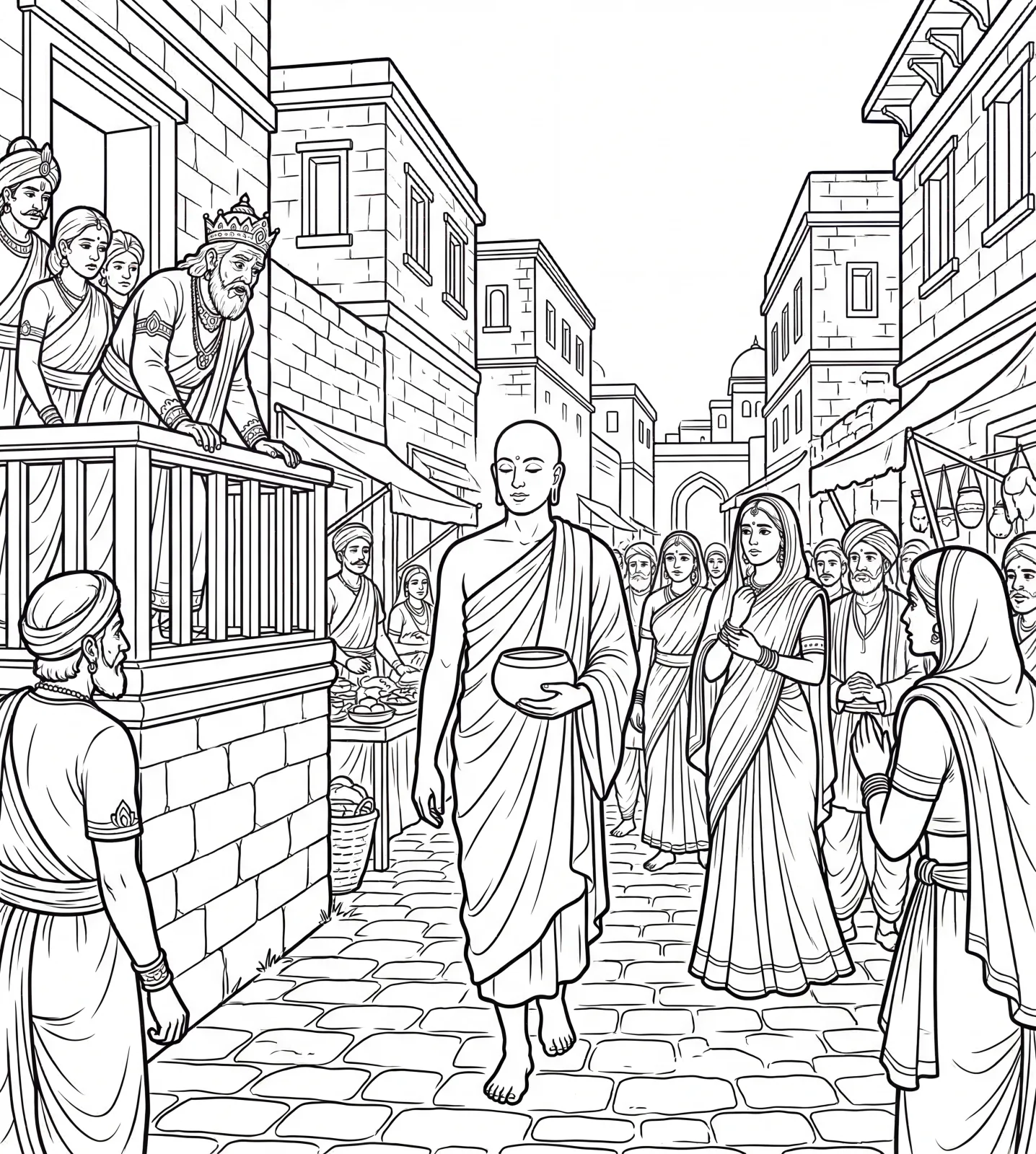 Illustration originale — Gautama Bouddha: le Livre de Coloriage