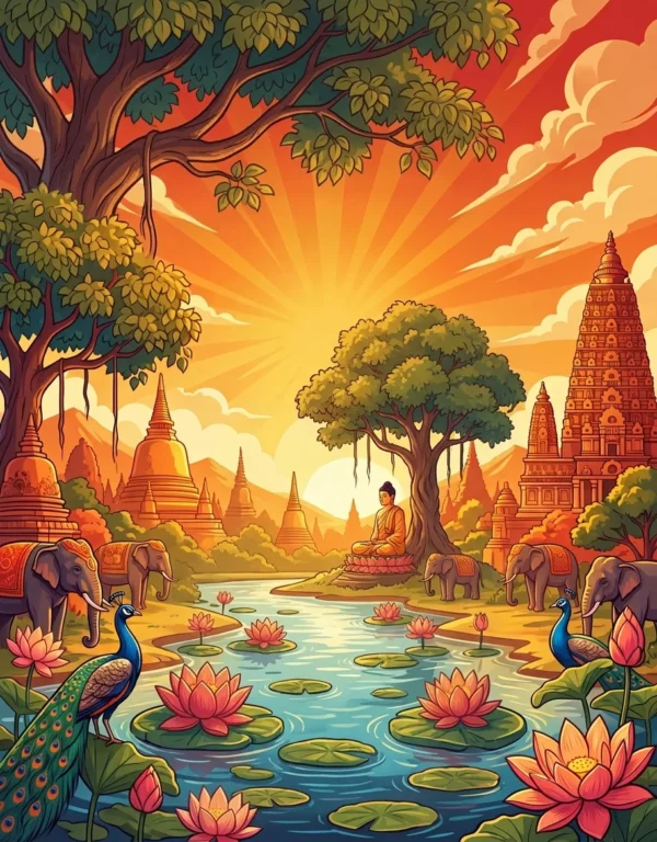 Gautama Buddha — back cover (es) Contraportada del libro de colorear Gautama Buddha