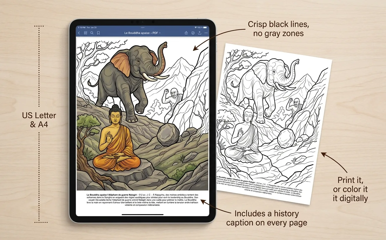 Gautama Buddha: the Coloring Book — Digital PDF