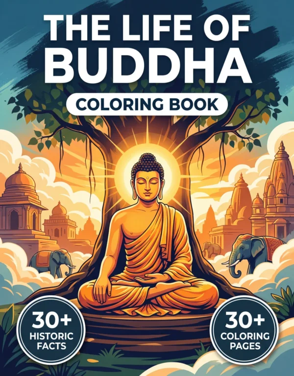 Gautama Buddha — front cover (en) Gautama Buddha coloring book front cover