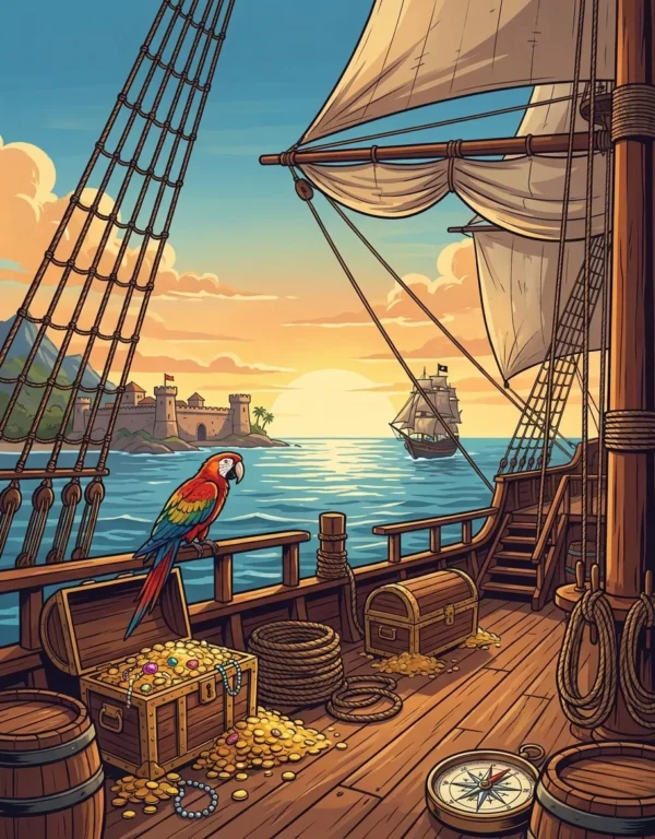 Quatrieme de couverture du livre de coloriage Histoire des Pirates