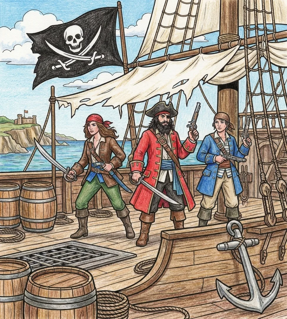 Pencils Colored — Histoire des Pirates: le Livre de Coloriage