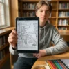 Una persona coloreando el libro de colorear Historia de los Piratas en un iPad