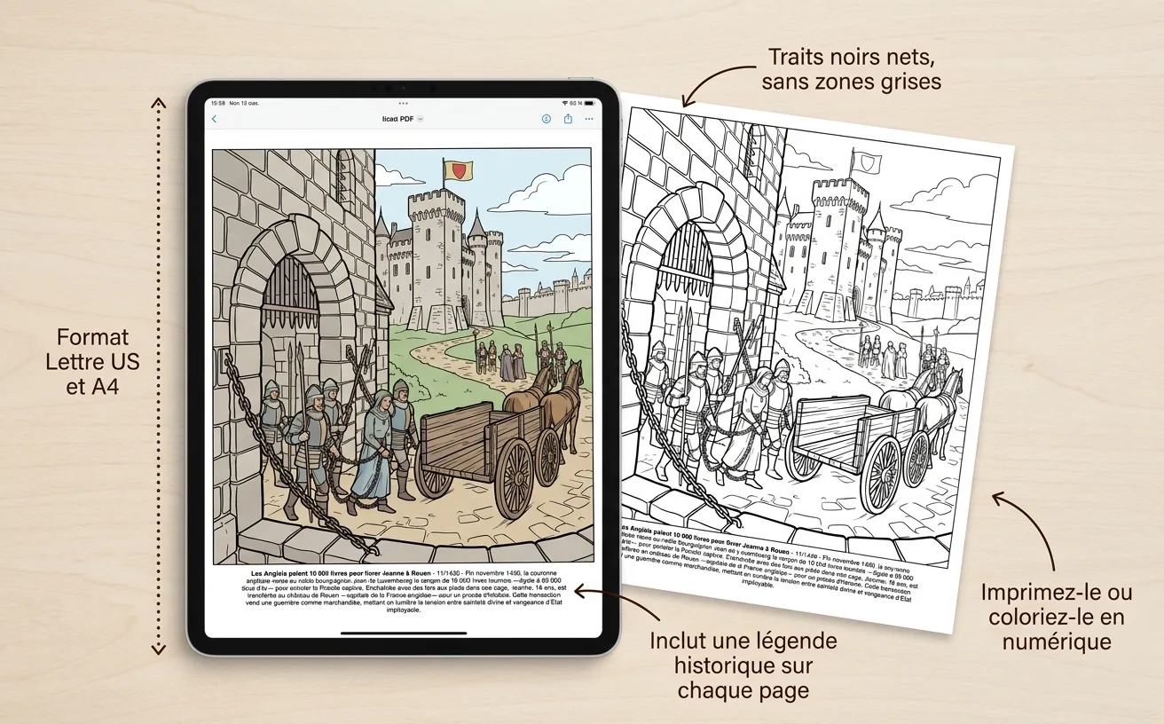 Jeanne d'Arc: le Livre de Coloriage — PDF numérique