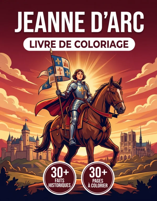 Jeanne d'Arc — front cover (fr) Couverture du livre de coloriage Jeanne d'Arc