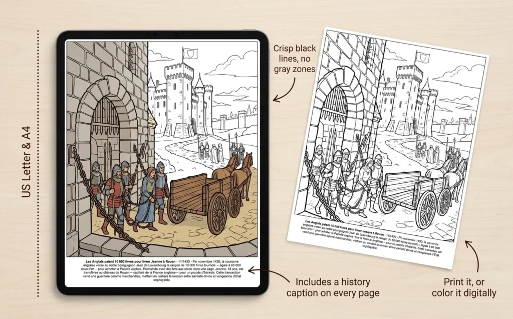 Joan of Arc: the Coloring Book, Digital PDF