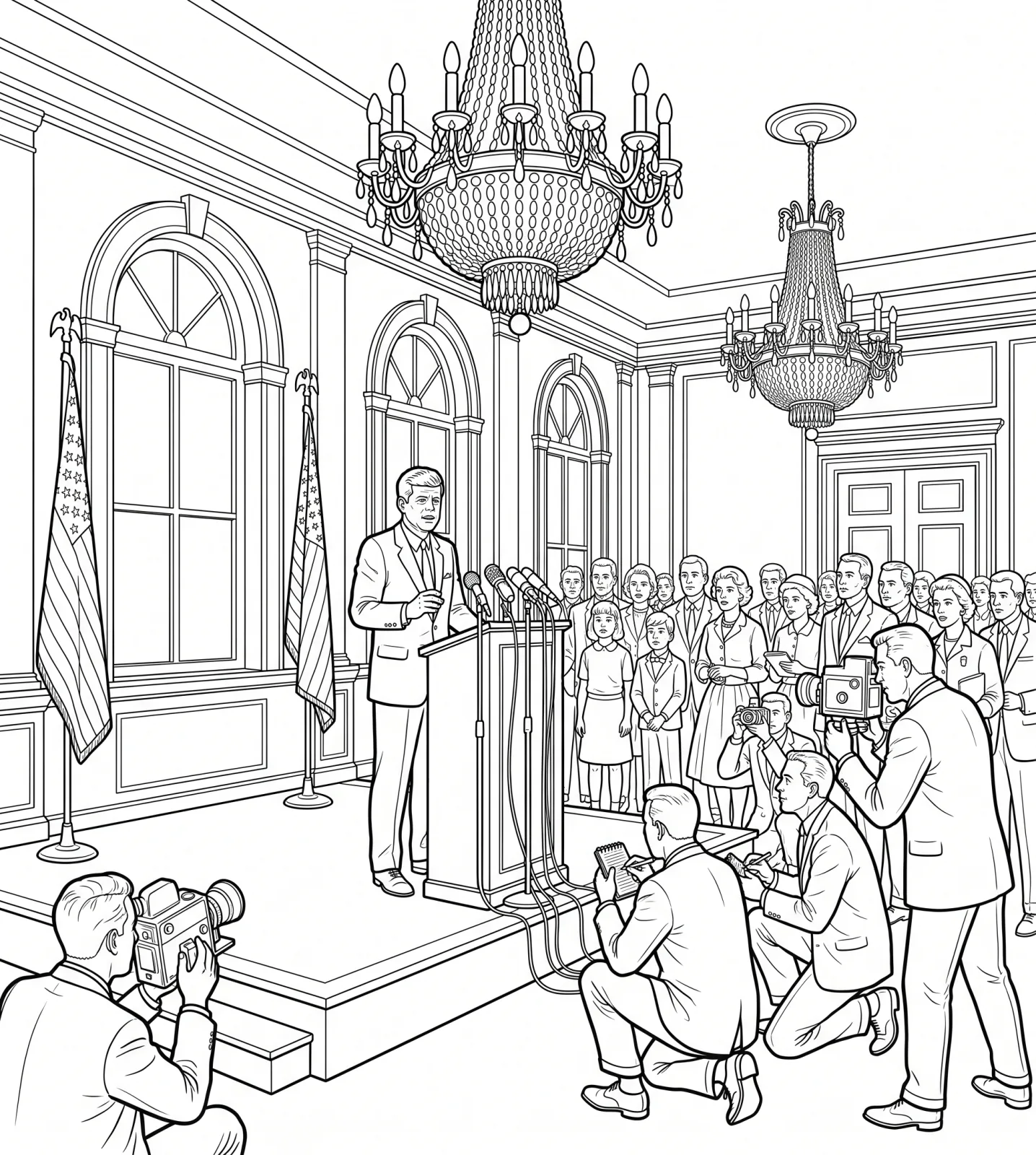 Original Illustration — John F. Kennedy: the Coloring Book