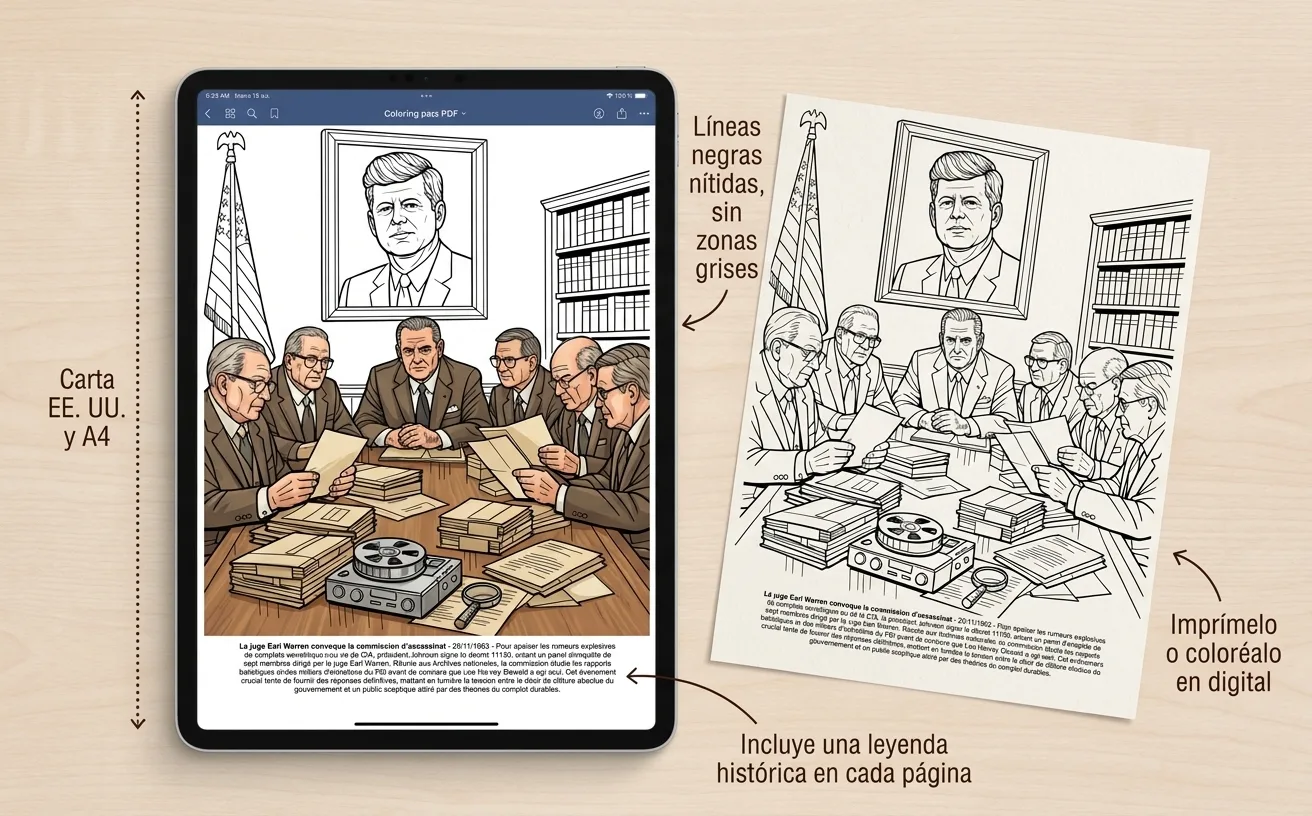 John Kennedy: el Libro de Colorear — PDF digital