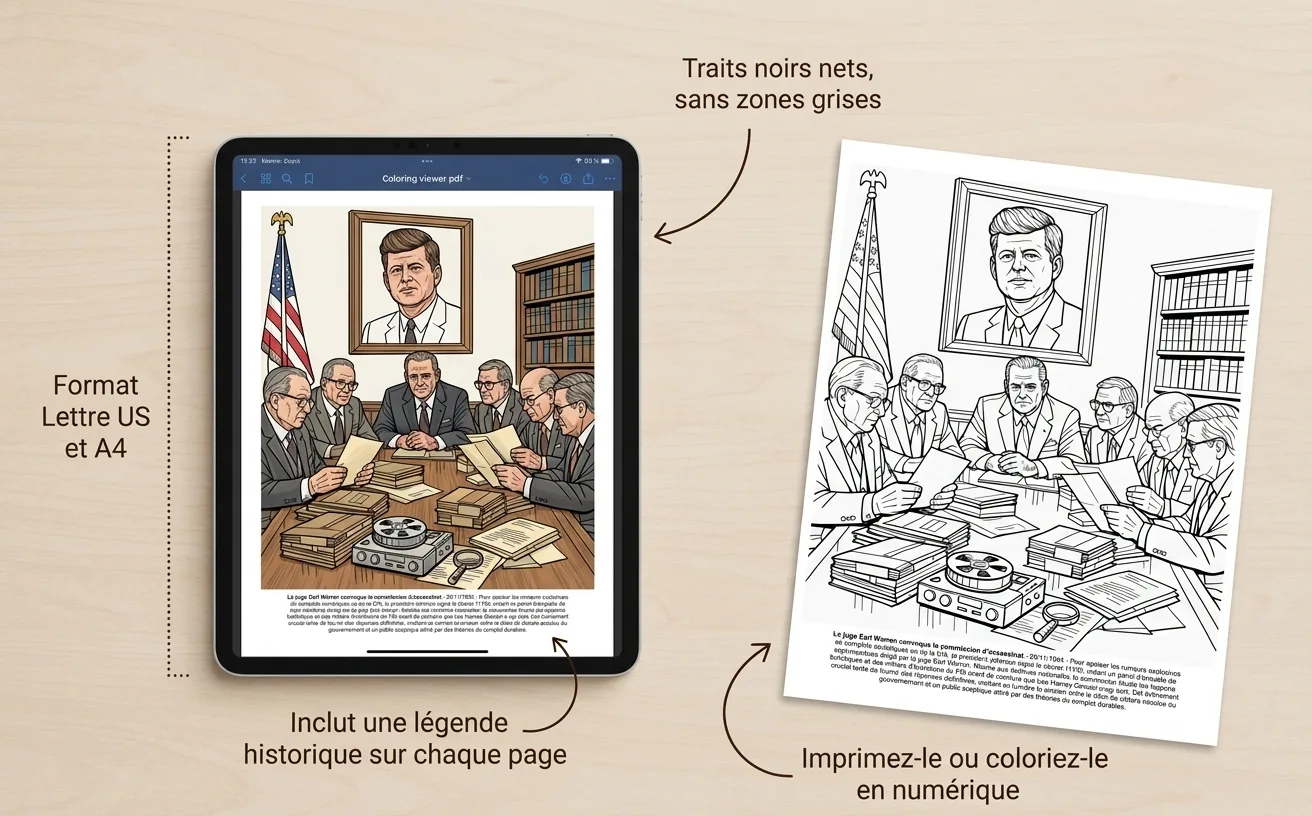 John Kennedy: le Livre de Coloriage — PDF numérique