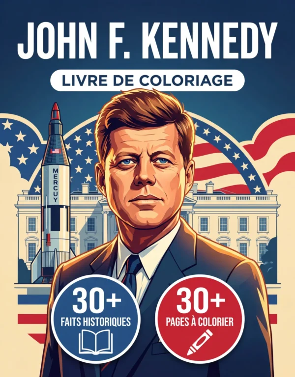 Couverture du livre de coloriage John Kennedy
