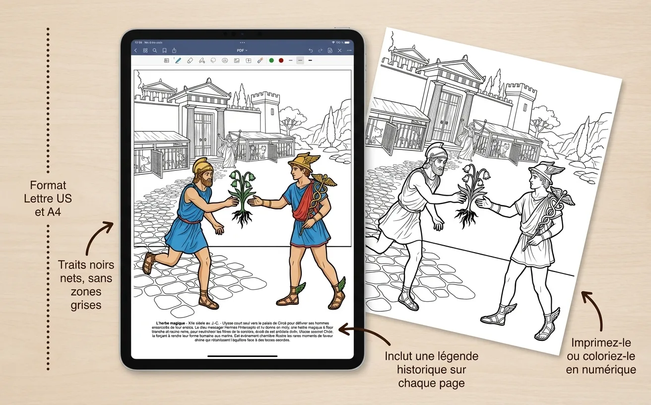 L'Odyssée : le Livre de Coloriage, PDF numérique