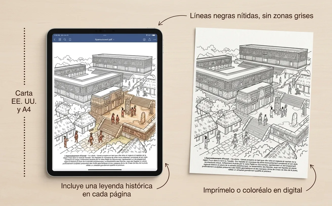 La Civilizacion Maya: el Libro de Colorear — PDF digital
