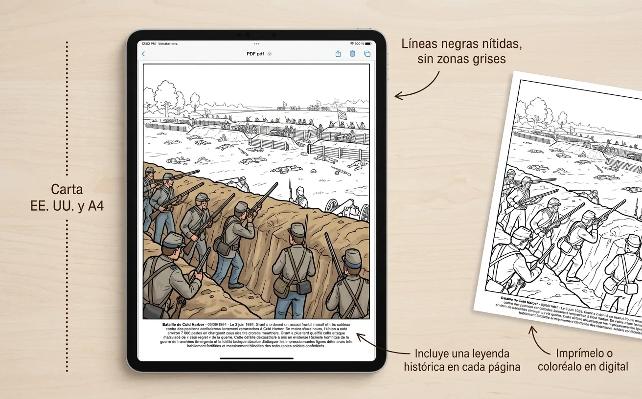 La Guerra de Secesion: el Libro de Colorear — PDF digital