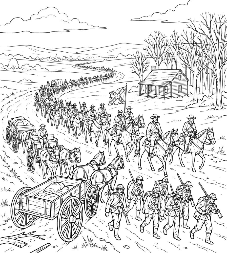 Ilustración original, La Guerra de Secesion: el Libro de Colorear