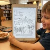 Una persona coloreando el libro de colorear La Guerra de Secesion en un iPad
