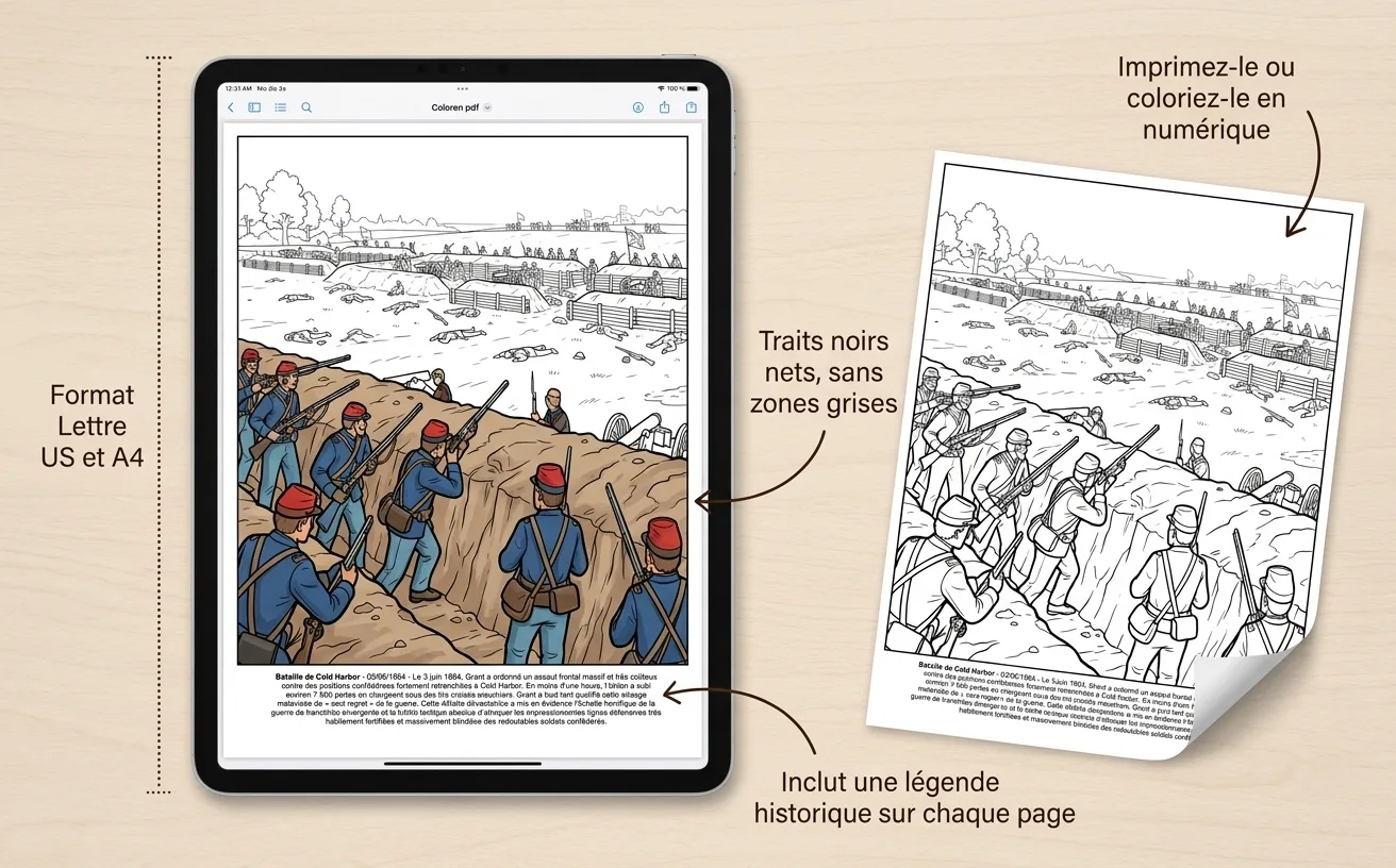 La Guerre de Sécession: le Livre de Coloriage — PDF numérique