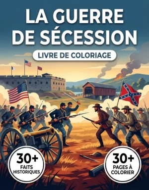 La Guerre de Sécession — front cover (fr) Couverture du livre de coloriage La Guerre de Sécession