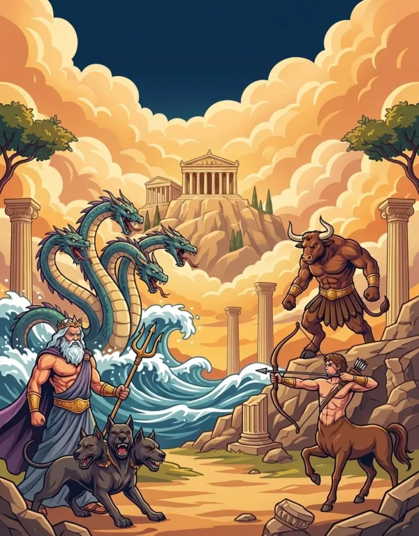 Contraportada del libro de colorear La Mitologia Griega