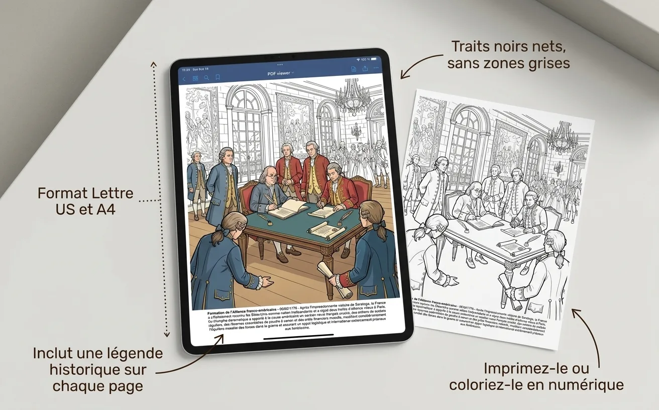 La Révolution Américaine: le Livre de Coloriage — PDF numérique