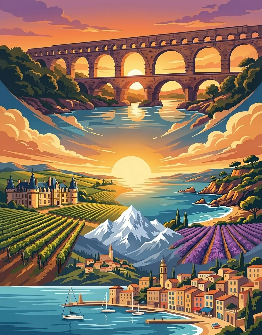 Landscapes of France: the Coloring Book
