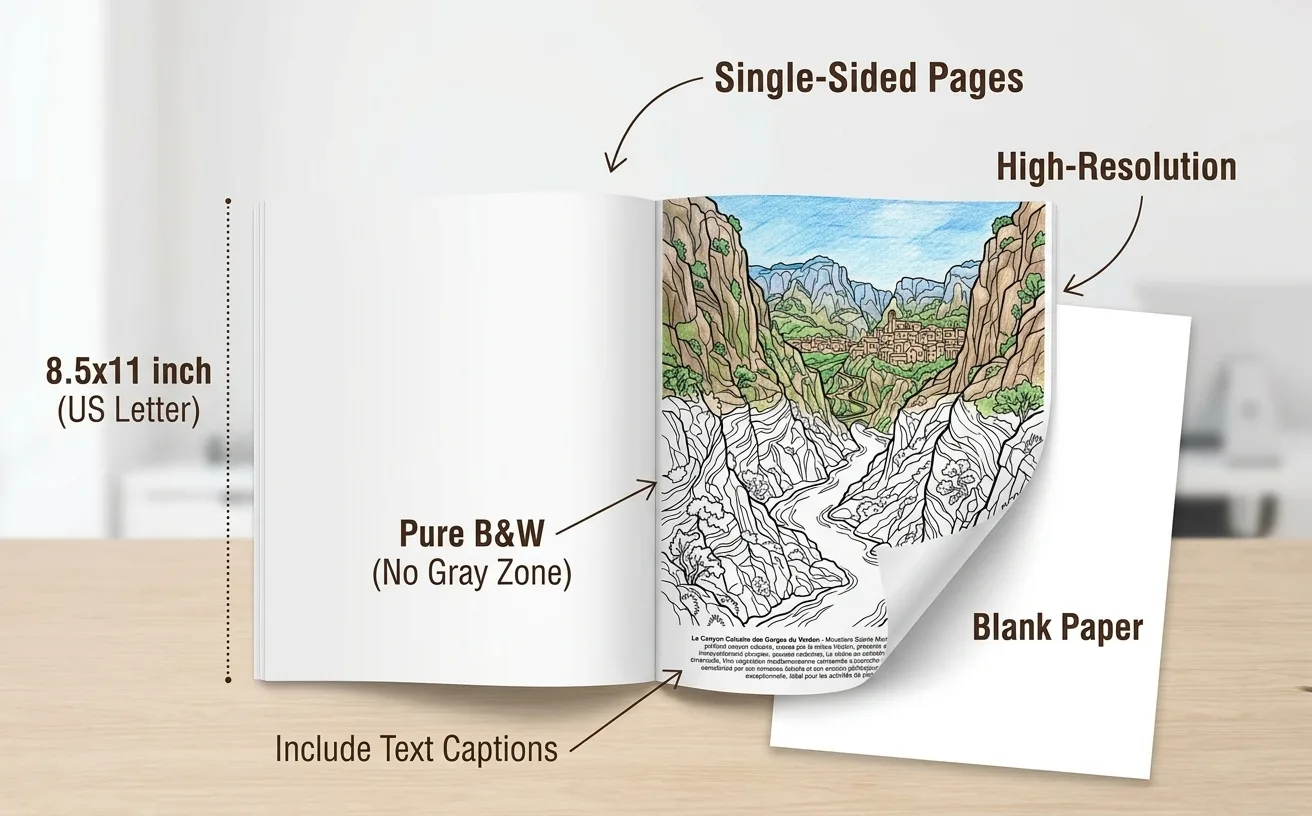 Landscapes of France: the Coloring Book, Printed Paperback