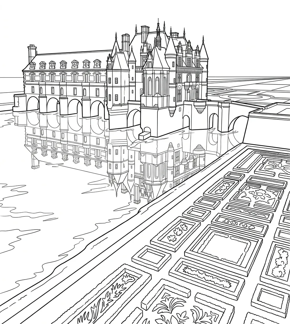 Original Illustration, Landscapes of France: the Coloring Book