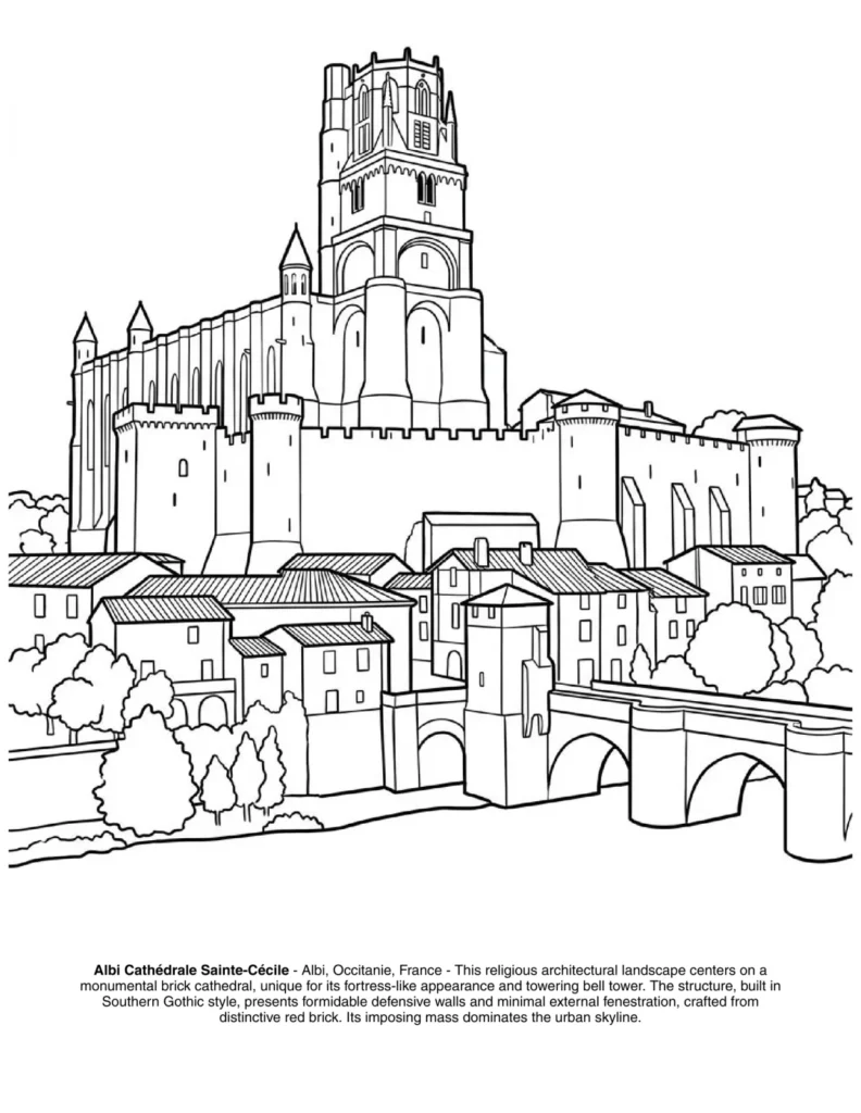 Landscapes of France: the Coloring Book coloring page preview