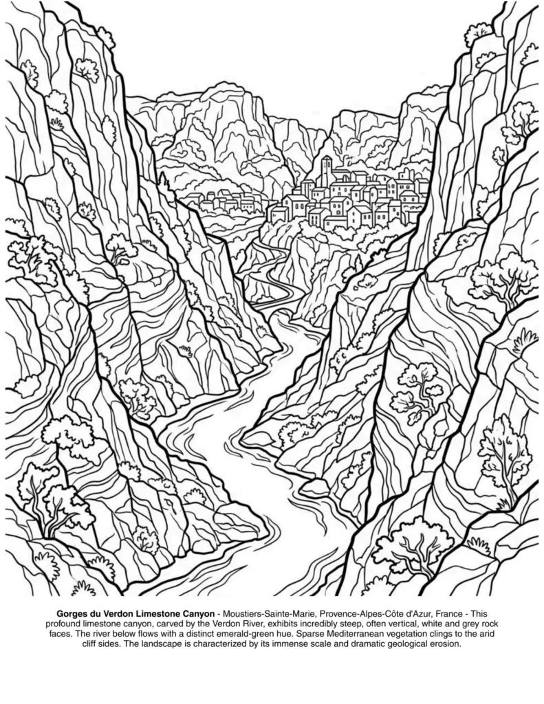 Landscapes of France: the Coloring Book coloring page preview