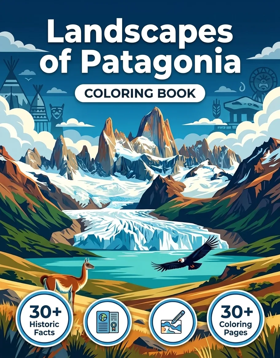 Landscapes of Patagonia: the Coloring Book