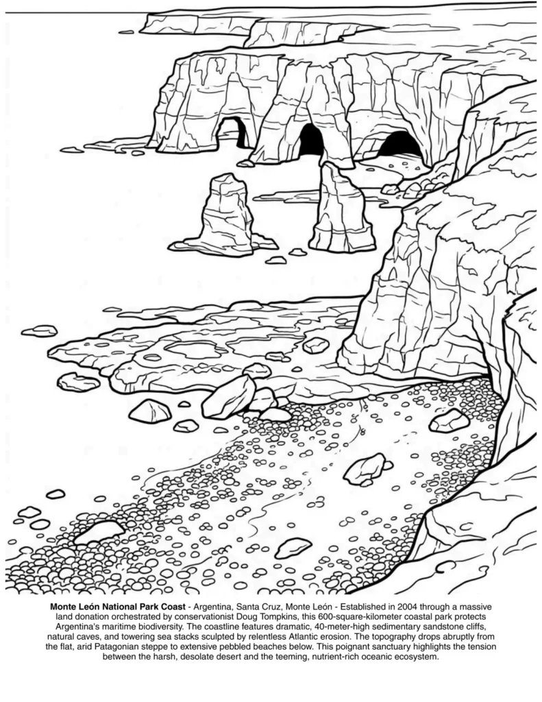 Landscapes of Patagonia: the Coloring Book coloring page preview
