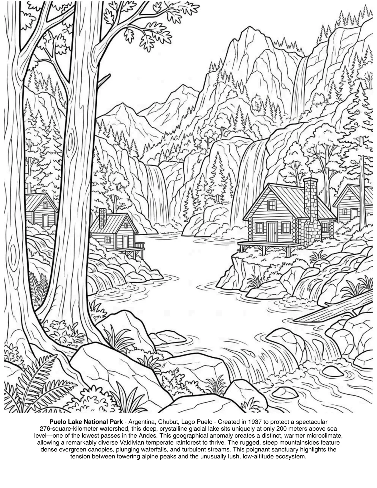 Landscapes of Patagonia: the Coloring Book