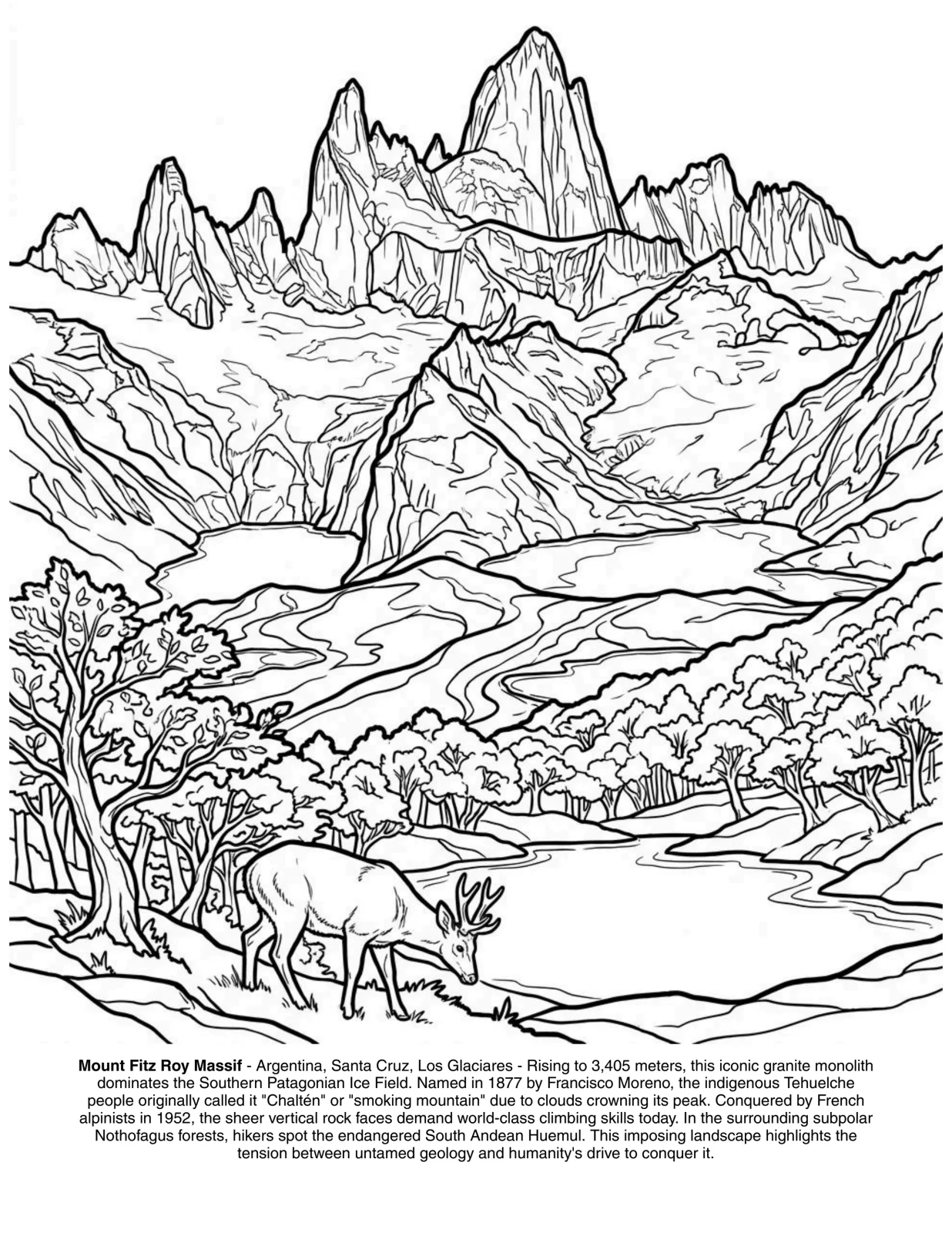Landscapes of Patagonia: the Coloring Book