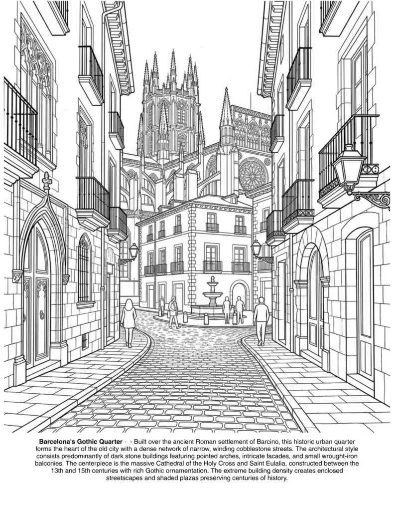 Landscapes of Spain: the Coloring Book coloring page preview