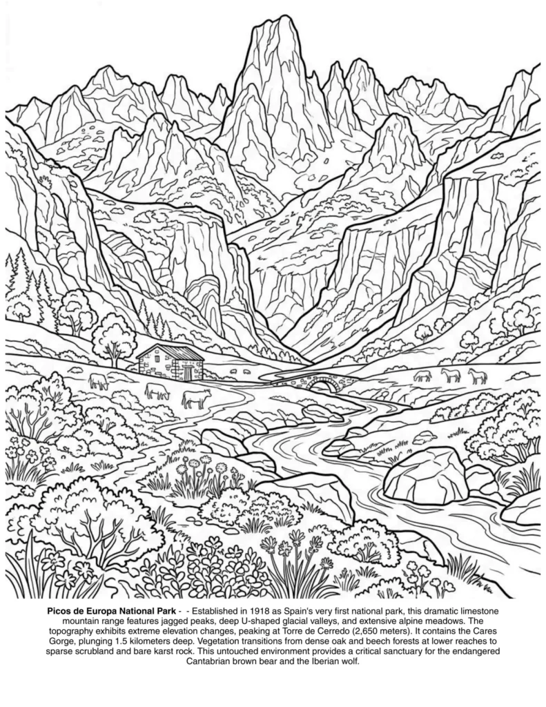 Landscapes of Spain: the Coloring Book coloring page preview