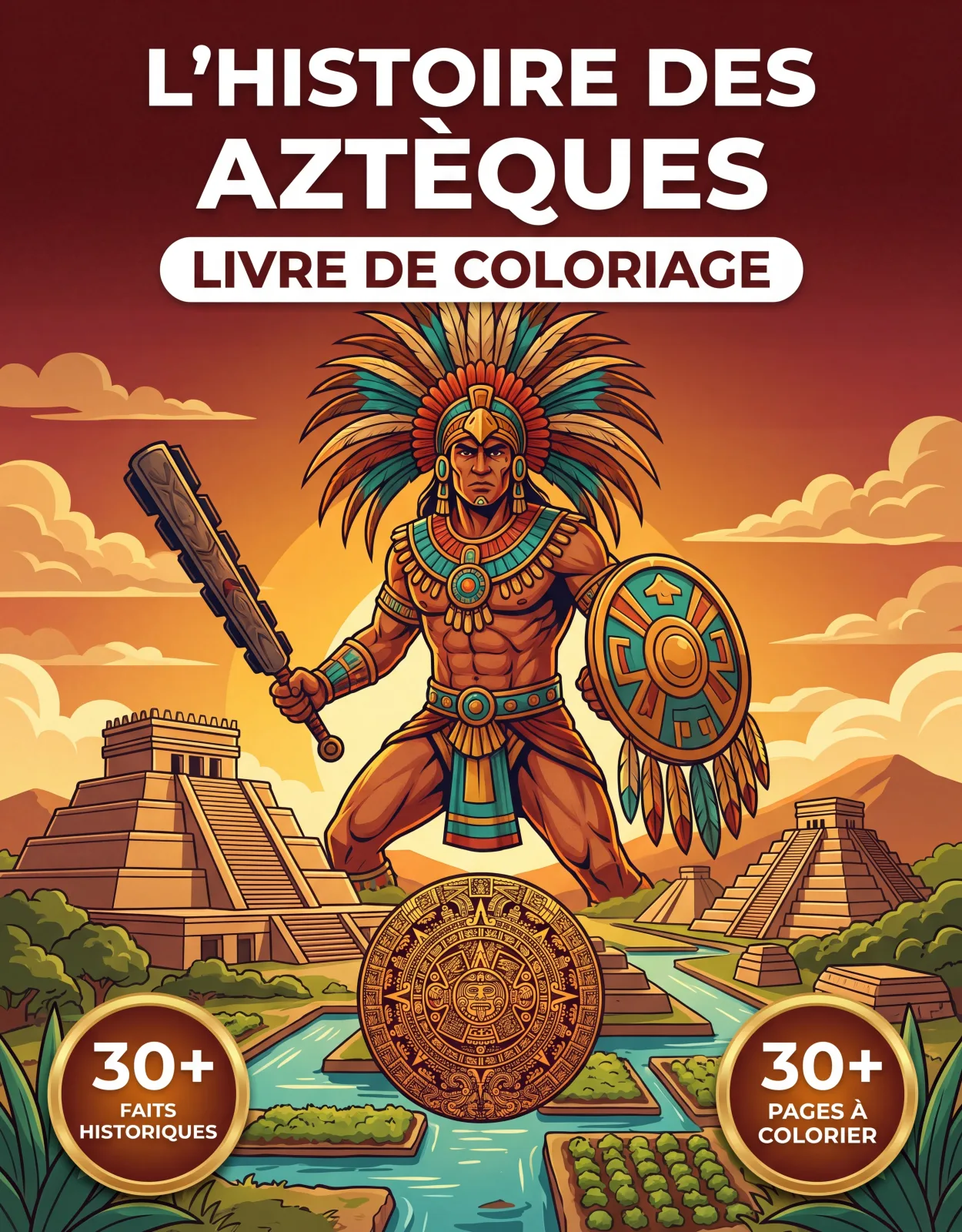 Couverture du livre de coloriage Les Aztèques