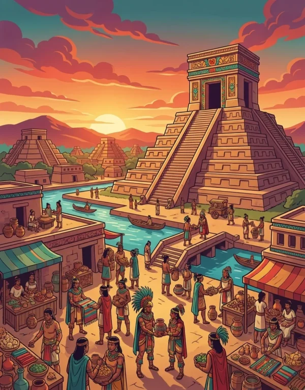Contraportada del libro de colorear Los Aztecas