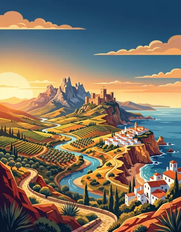 Paisajes de España — back cover (es) Contraportada del libro de colorear Paisajes de España