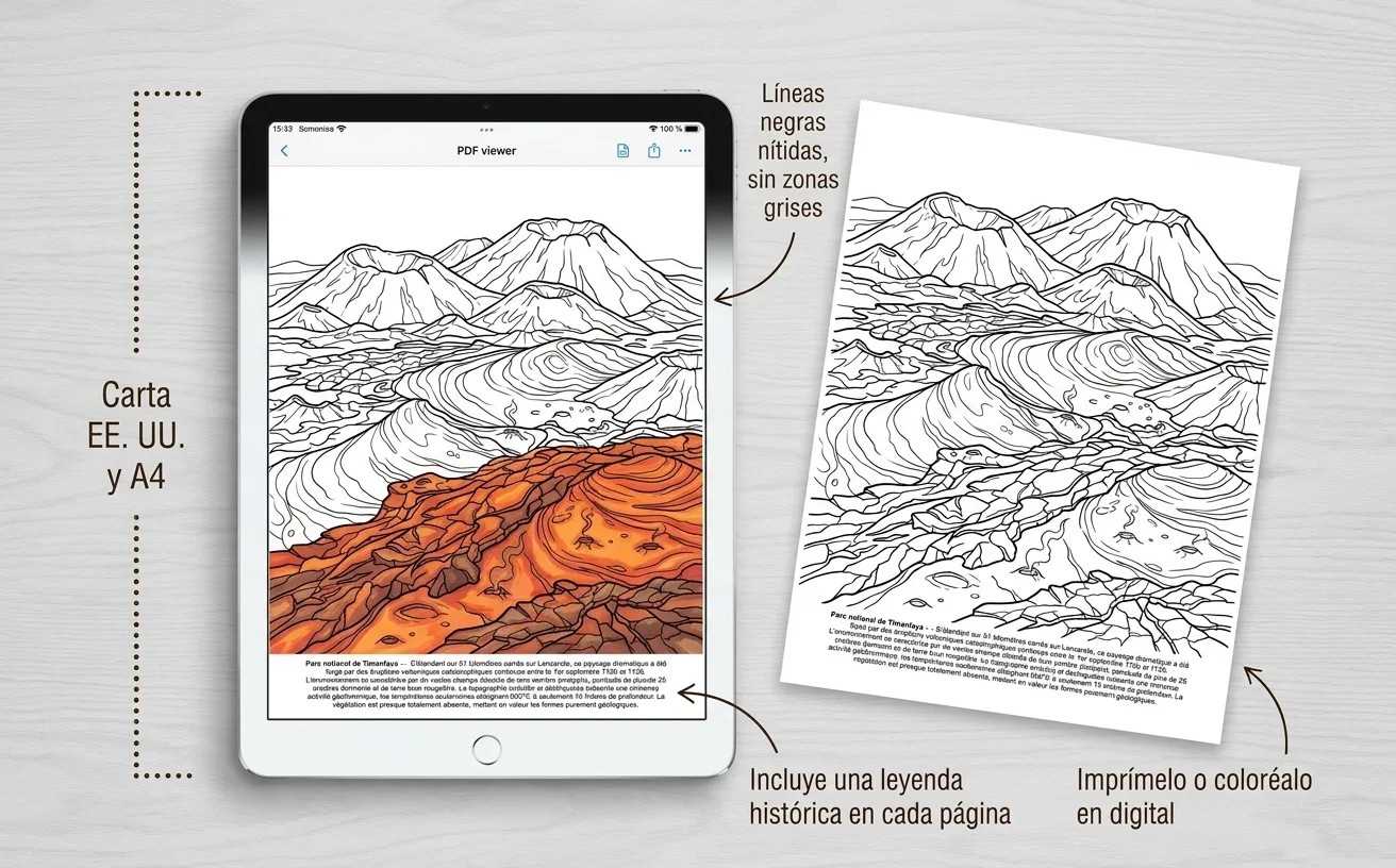 Paisajes de España: el Libro de Colorear — PDF digital
