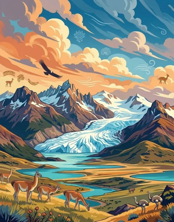 Contraportada del libro de colorear Paisajes de Patagonia